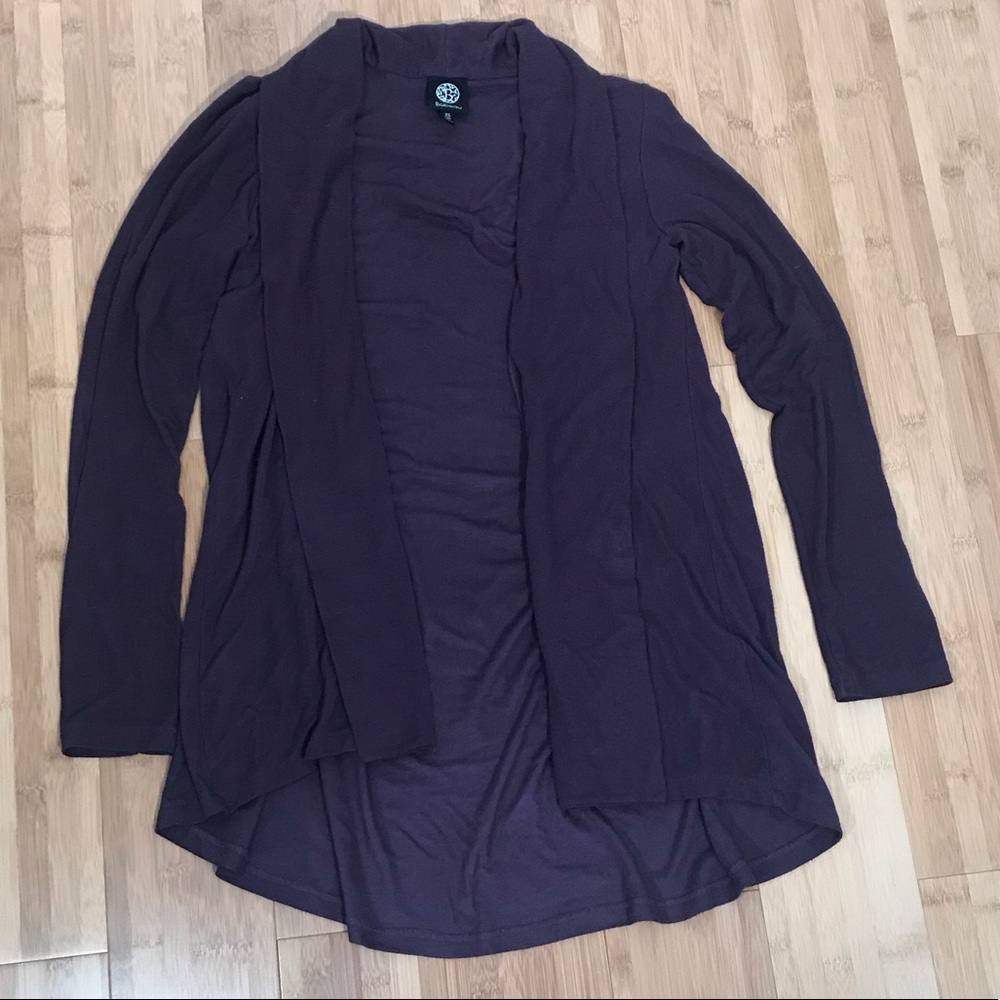 Purple open front cardigan